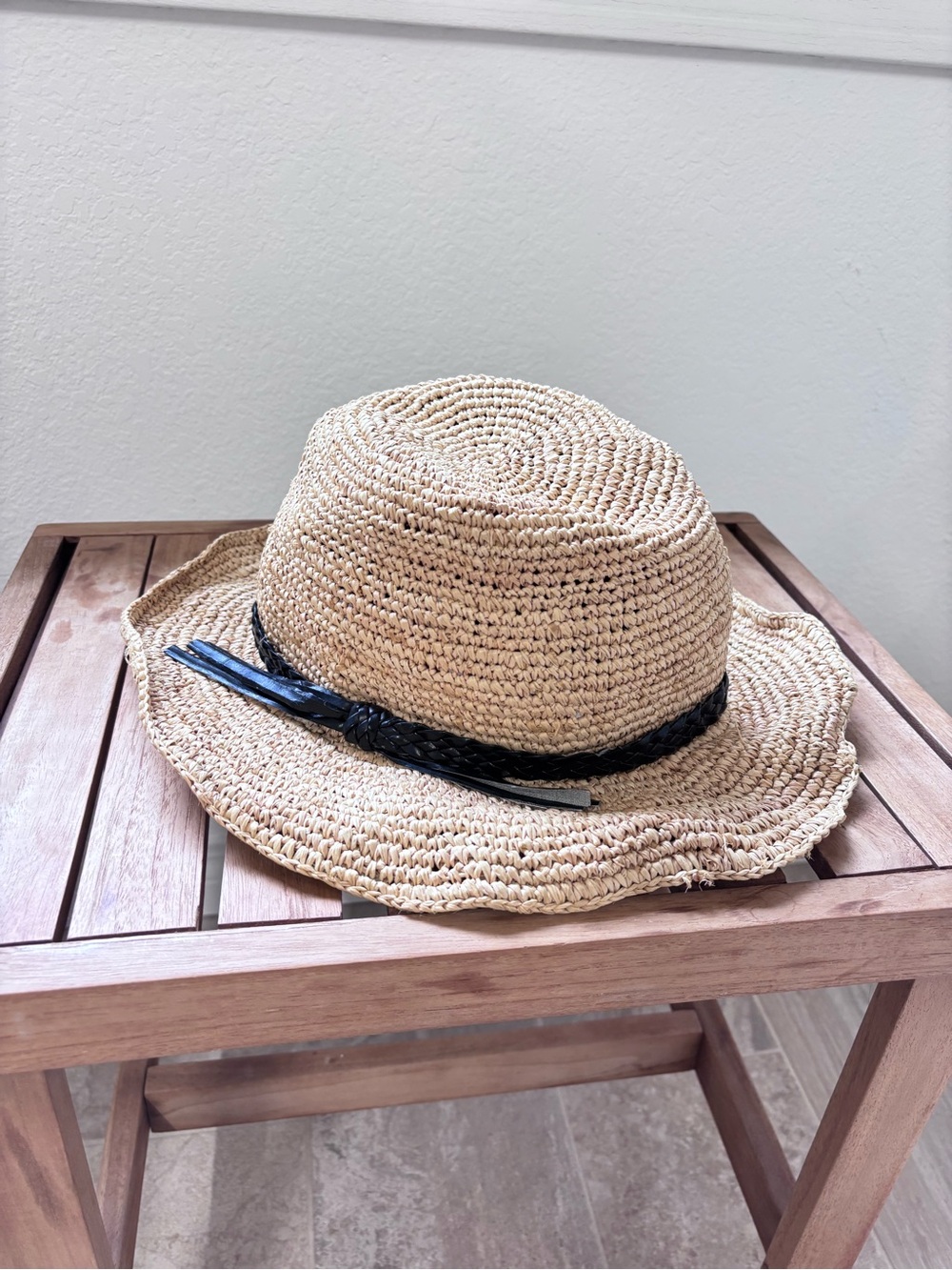 Melrose and Market Natural Straw Kids Hat with Black Braided Band